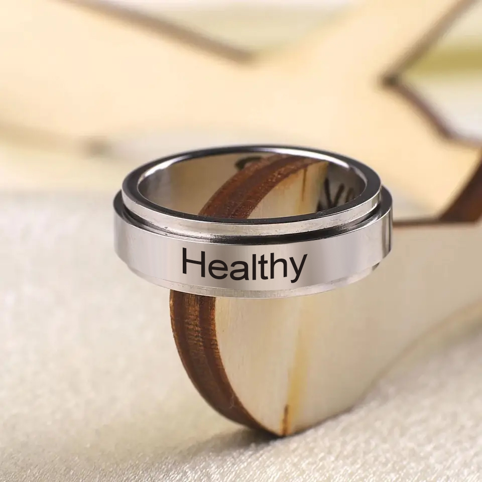 Initial Ring Custom - COOLTIME Angstverlichting Aangepaste gegraveerde naamring Roestvrij