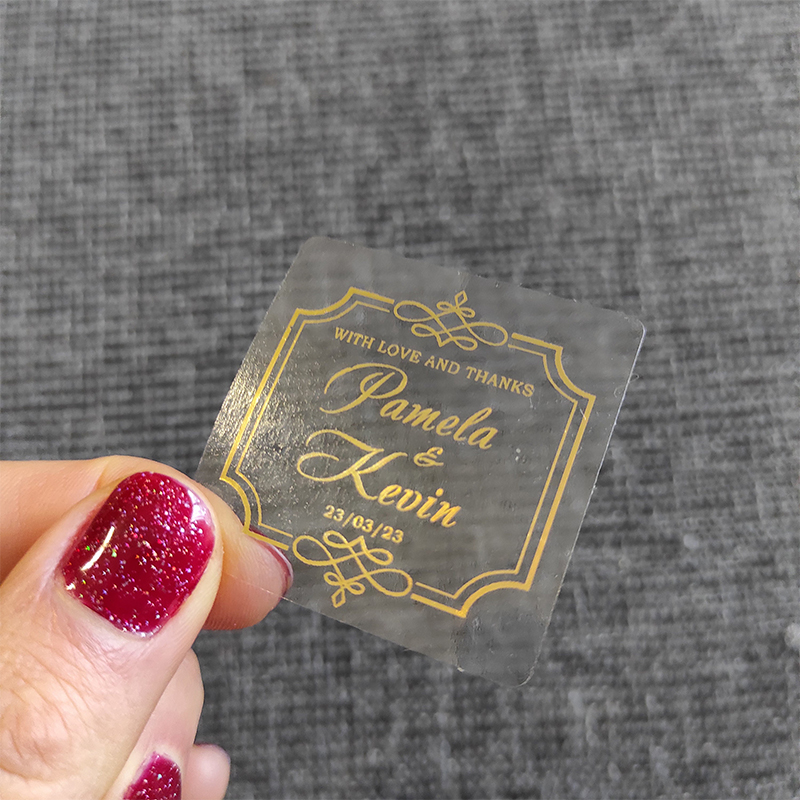 Personalised Candle Label - Aangepaste goudfolie bruiloft gunsten transparante stickers