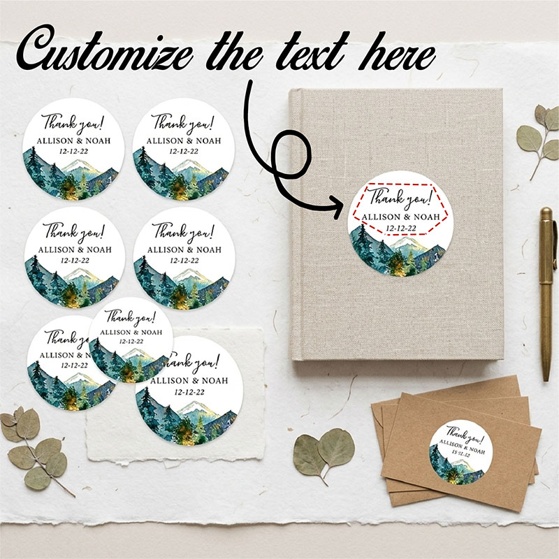 Personalized Name Box - Aangepaste berglogo ronde stickers gepersonaliseerde paar
