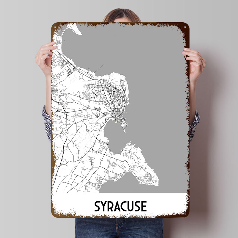 Custom Map Poster - Syracuse stadskaart metalen poster aangepaste wanddecoratie