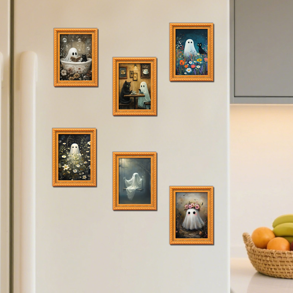 Engraved Wood Frame - Creatieve 3d Halloween Koelkastmagneet Houten Schattige