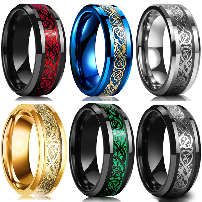 Initial Ring Custom - Mode 8mm heren Rvs Keltische Draak