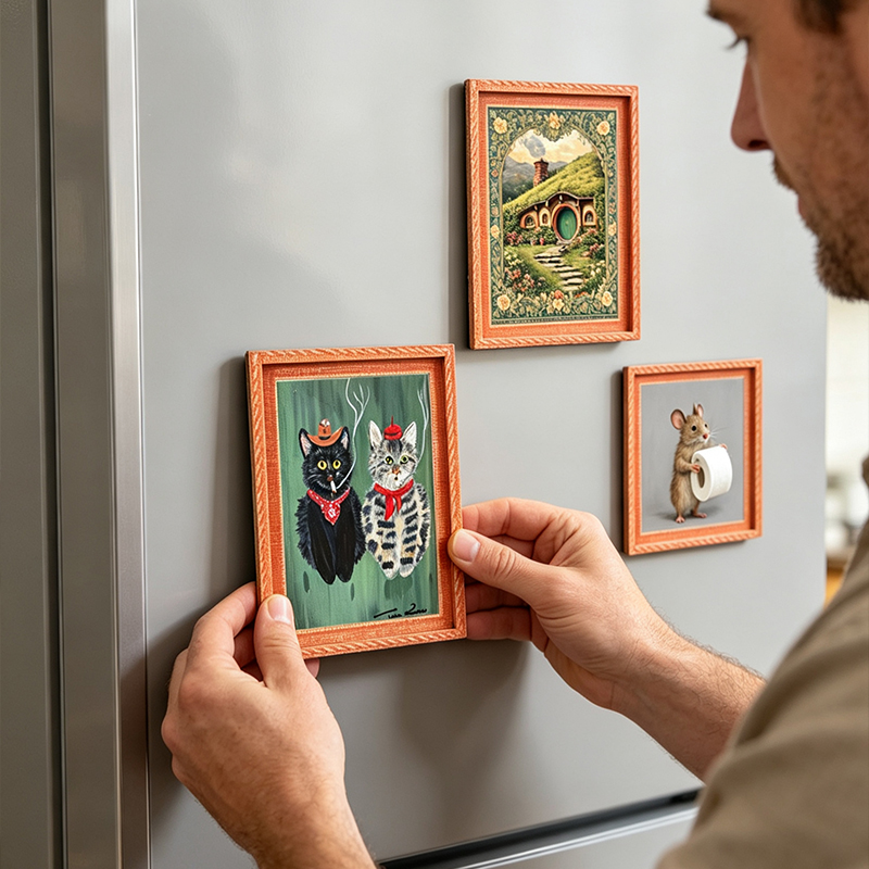 Houten koelkastmagneet fotolij - Engraved Wood Frame recensie en prijs