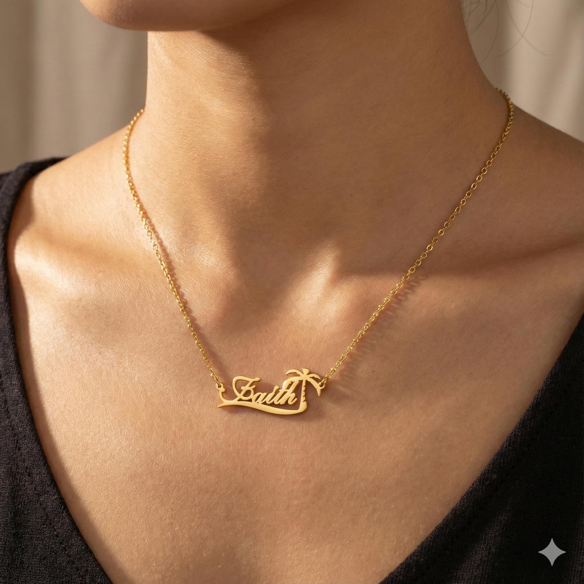 Aangepaste palmboom naamkettin - Name Necklace Custom recensie en prijs